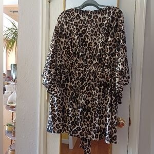 EUC Lane Bryant Leopard Print V-neck Kimono Blouse with Front Tie 22/24W
